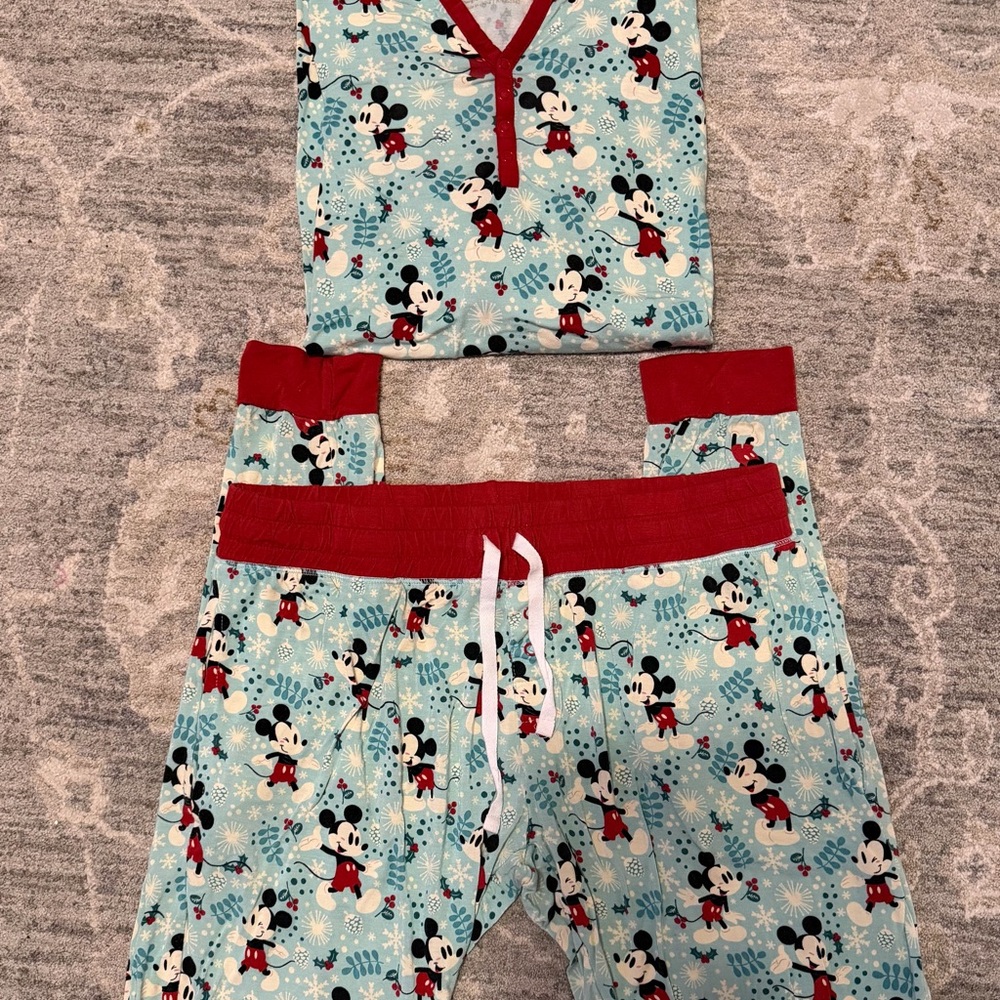 Little Sleepies Mickey Mouse Bamboo Cotton Pajamas Women Sz Small